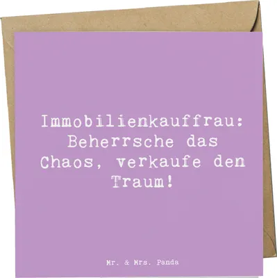 Produktbild von Mr. & Mrs. Panda Glückwunschkarte Spruch Immobilienkauffrau - Lavendeltraum - Geschenk, doppelkarte, Traumverkauf, anlasskarte, Beruf, Grußkarte, Mietrecht, Beratung
