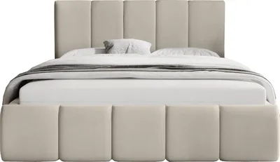 Produktbild von FEDVE Polsterbett Doppelbett Buchel Schlafzimmer Bett Bettkasten 160x200 cm Beige (Magic Velvet 2201)