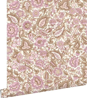 Immagine prodotto di ESTAhome carta da parati fiori retrò vintage marrone e viola 50 x 900 cm