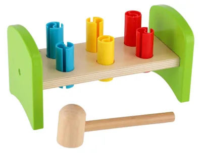 Immagine prodotto di Gioco di martellamento con martelletto in legno/plastica, 8 pezzi in scatola, 21,5 x 12 x 11 cm, dai 12 mesi in su