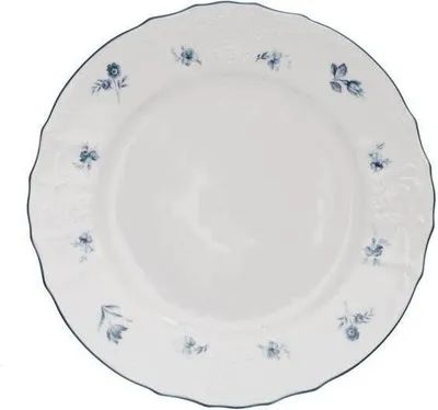 Produktbild von Thun 1794 Flacher Teller, tschechisches Porzellan, Bernadotte, 25 cm, blaue Rosetten, Thun