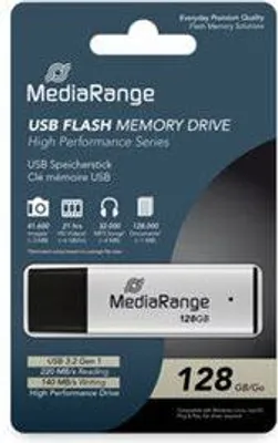 Zdjęcie produktu dla MediaRange MR1902, 128 GB, USB Typu-A, 3.2 Gen 1 (3.1 Gen 1), 220 MB/s, Pokrywka, Czarny, Srebrny