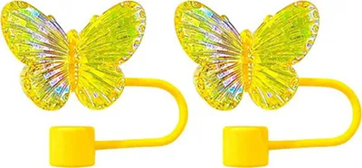 Produktbild von 2 Stück Schmetterlings-Strohhalmabdeckungen, 10 mm, Strohhalmaufsatz für 30/40-oz-Becher, wiederverwendbare Trinkhalmkappen, umweltfreundliches Becherzubehör