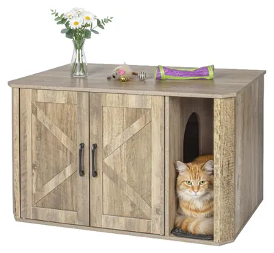 Katzenklo-Möbel mit Eingang & Matte, 50x85x49 cm, Braun