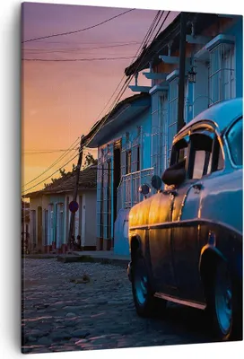 Produktbild von Bild auf Leinwand - Leinwandbild - Einteilig - Straße Auto Haus - 50x70cm - Wand Bild - Wanddeko - Wandbilder - Leinwanddruck - Kunstdruck - Wanddekoration - Leinwand bilder - Wandbild - PA50x70-3459