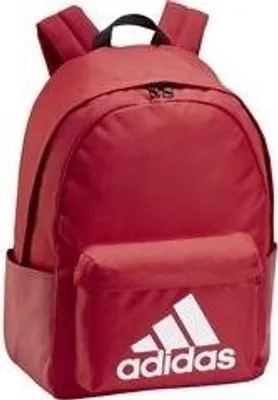A red Adidas backpack with the Adidas logo on the front.