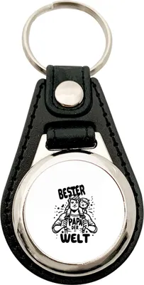 Produktbild von Huuraa Schlüsselanhänger Bester Papa der Welt Metall mit Kunstleder Schlüsselring Einkaufswagenchip Geschenkidee