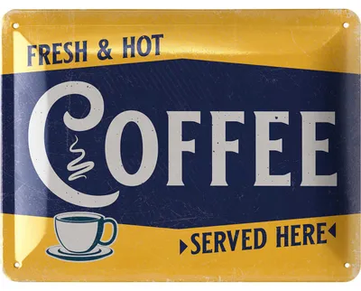 Produktbild von LANOLU Blechschild Kaffee retro, COFFEE Schild, Küchen Deko vintage Geschenk für die Coffee Bar, Dekoration Küche, retro Diner Deko, 15x20cm