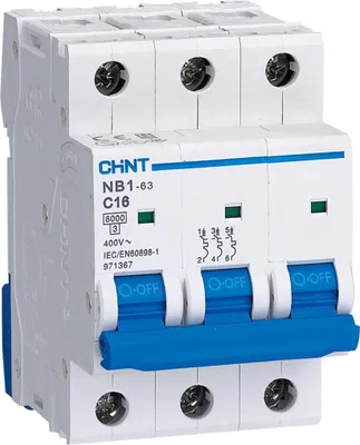 Image de Disjoncteur de protection de ligne CHINT, 3 pôles, 16A