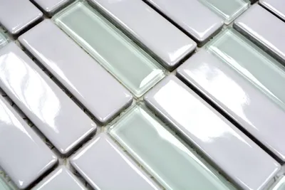 Produktbild von Handmuster Mosaik Fliese Keramik Glas Stäbchen weiß glänzend Glas MOS24-ST315_m