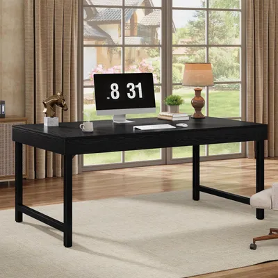 Produktbild von Schreibtisch mit Metallbeinen, rustikal, 140 cm, MDF, schwarz