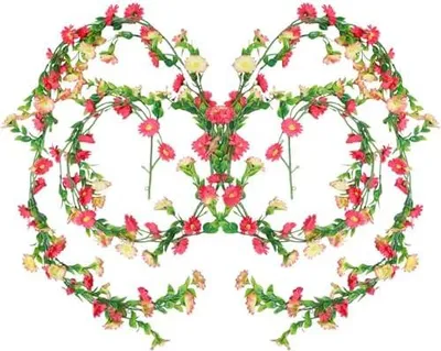 Produktbild von 2 Stück Gänseblümchen Deko Blumengirlande 2.1 Meter Blumengirlande Deko Künstliche,Rosa Künstliche Blumen Gänseblümchen,Kunstblumen Girlande für Hochzeit Wand Party Garten Deko