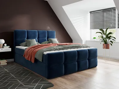 Obrázek produktu pro Boxspringová manželská postel 180x200 SEVERO - modrá