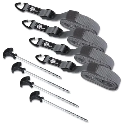 Image de Kit de sangles anti-tempête - 4 sangles de tension avec mousquetons - Pour tente et auvent
