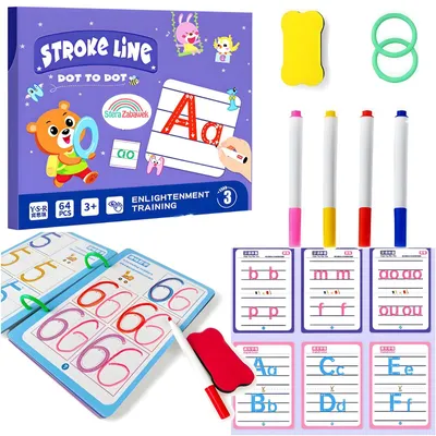 Zdjęcie produktu dla Zmazywalna Książeczka do Nauki Pisania Literek Cyferek Gra Edukacyjna Dzieci