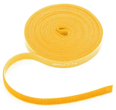 Produktbild von deleyCON 5m Klett Kabelbinder Klettbandrolle 10mm zuschneidbar - Gelb
