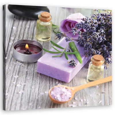 Produktbild von Leinwandbild Lila Zen-Spa-Seife 30x30 Feeby Violett bild für die wand bereit zum aufhängen