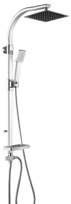Produktbild von Duschsystem - Wandmontierte Duschsäule - Regendusche 20x20 cm - Handbrause - Ablage - Chrom