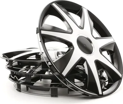 Produktbild von 4x 16" Zoll Radkappen Schwarz Silber Radzierblenden Radblenden RUN CZ SR 16 LEOPLAST