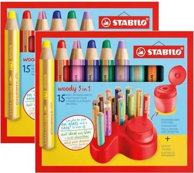 Obrázok produktu pre STABILO 880/15-01 STABILO woody 3v1 farebné ceruzky, rôzne farby, 15 ks.