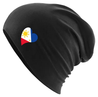 Produktbild von Huuraa Beanie Philippinen Flagge Herz Black One Size Baumwolle und Elasthan Mütze Geschenkidee