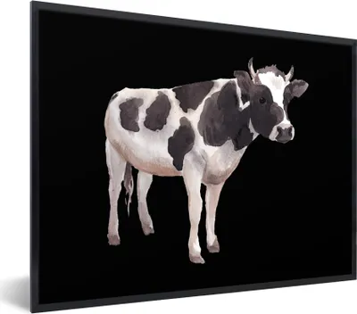 Produktbild von MuchoWow® MuchoWow® Gerahmtes Poster Kuh - Hochformat - Schwarz 40x30 cm - Poster mit zchwarzem Bilderrahmen - Kunstposter - Wanddekorationen
