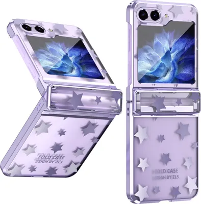 Produktbild von Hülle für Samsung Galaxy Z Flip 5 Sterne Überzug Transparent Schutzhülle mit Scharnierschutz Lila