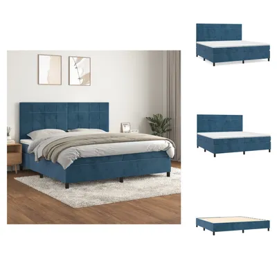 Immagine prodotto di vidaXL Letto a molle con materasso blu scuro 200x200 cm in velluto - Letti e strutture letto
