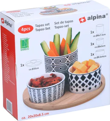 Immagine prodotto di Set da tapas ALPINA, 4 pezzi, rotondo, 20x20x8,5 cm