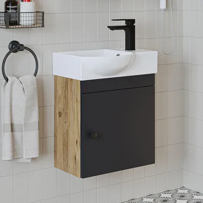 Produktbild von Roomart PUNTO Badmöbel-Set 2-teilig 46.5 cm breit,  Anthrazit-Eiche