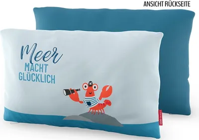 Produktbild von maritimes Kissen Meer macht Glücklich mit Krabbe 25x40cm Geschenk für Dich