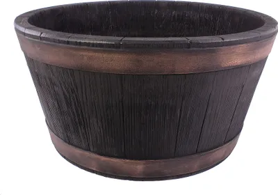 Produktbild von Weinfass Eichenfass Kunststoff Bottich Blumenkasten Trog Zuber Gartenteich Mini Teich Fass Nachbildung Durchmesser 50 cm Höhe 25 cm ca. 38 Liter