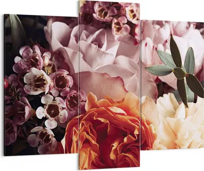 Produktbild von Bild auf Leinwand - Leinwandbild - 3 Teile - Blumen Getreide Rosen - 130x100cm - Wand Bild - Wanddeko - Wandbilder - Leinwanddruck - Bilder - Wanddekoration - Leinwand bilder - CB130x100-4692