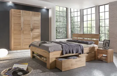 Produktbild von Moderner Kleiderschrank PIA  2 trg. Kernbuche teilmassiv  NEU