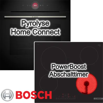 Produktbild von BOSCH Herdset Pyrolyse TFT Touchdisplay HomeConnect + Elektrokochfeld PowerBoost DirectSelect rahmenlos autark