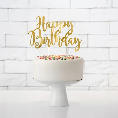 Immagine prodotto di Decorazione per torta Happy Birthday oro