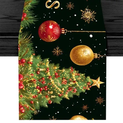 Obrázek produktu pro Běžec na stůl, Vánoce, zlatá barva, motiv vánočního stromku, rozměry 180x40 cm