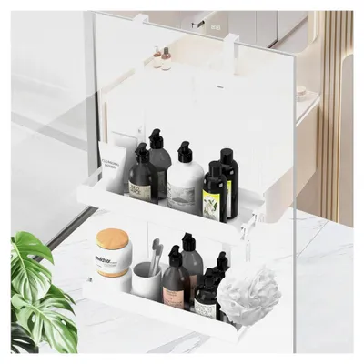 Produktbild von Hängendes Duschregal ohne Bohren für Badezimmer und Küche mit 4 Haken in Weiß