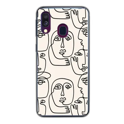 Produktbild von MuchoWow® Handyhülle Schutzhülle Hülle für Samsung Galaxy A40 Gesicht - Muster - Strichzeichnung Silikon Softcase Handy Hülle - Handy-Tasche
