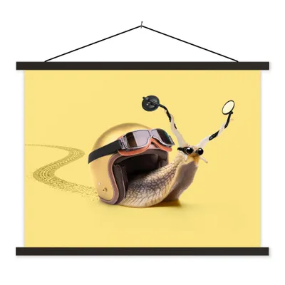 Produktbild von MuchoWow® Textilposter Schnecke - Tiere - Helm - Gelb - Spiegel 60x45 cm mit schwarzem Rahmen - Poster Schlafzimmer