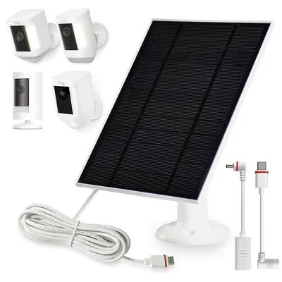 Produktbild von 6W Solarpanel für Ring Kamera, USB-C & DC Solar Ladegerät, IP65 wasserdicht, 360° verstellbar, mit 3m Kabel, für Stick Up Cam & Spotlight Cam