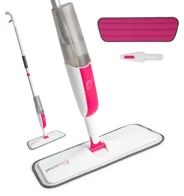 Produktbild von MySimaa Wischmopp Bodenwischer mit Waschbaren Pads, 2-in-1-Bodenwischer mit Sprühfunktion, Microfaser-Bodenwischer mit 360° Rotations Wischer, 400ml Sprühwischer, Trocken- & Nasswischer Spray Mop