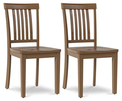 Productafbeelding van Set van 2 moderne eetkamerstoelen – beklede zitting, houten poten - Bruin