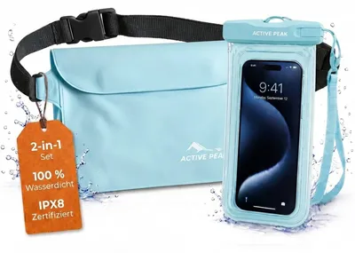 Produktbild von Wasserdichte Bauchtasche mit Handyhülle: Türkies Farbe: Türkies