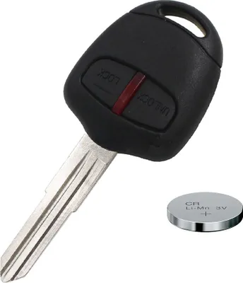 Produktbild von Auto Schlüssel Funk Fernbedienung 1x Gehäuse 2 Tasten + 1x Rohling MIT8 + 1x CR1616 Batterie kompatibel mit Mitsubishi