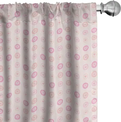 Zdjęcie produktu dla ABAKUHAUS różowe zasłony, firanki, abstrakcyjne wzory w pastelowych kolorach od Simple Little Hearts w okrągłych kształtach, 2 sztuki 75 x 175 cm, blady brzoskwiniowy wielokolorowy