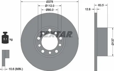 Produktbild von 2x TEXTAR Bremsscheibe 92009500 passend für MERCEDES-BENZ Stufenheck (W123)