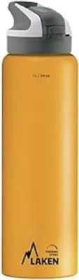 Thermosflasche 1 L Gelb, doppelwandig, auslaufsicher, 18/8 Edelstahl