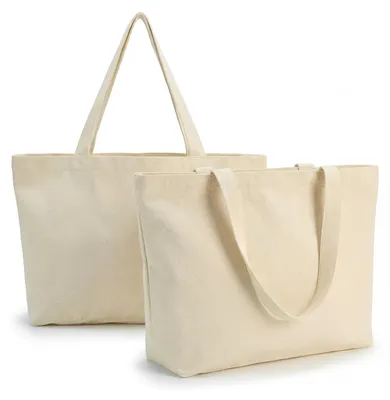 Produktbild von Jutesäcke zum Bemalen, 2 Stück, 42 x 32 x 10 cm, Baumwolltaschen für die Küche