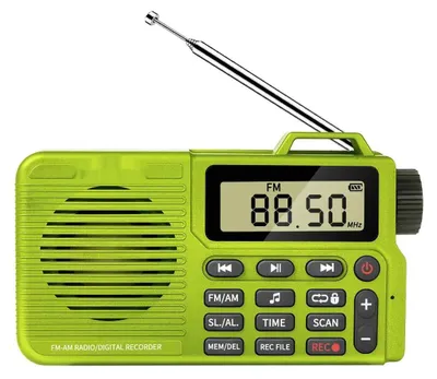 Obrázek produktu pro Přenosné rádio – AM/FM s Bluetooth 5.0 – funkce nahrávání – přehrávač MP3 – budík – slot pro TF kartu – vestavěný zesilovač – zelené